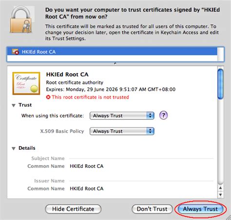This means that Safari should properly trust this website. . Macos root certificates